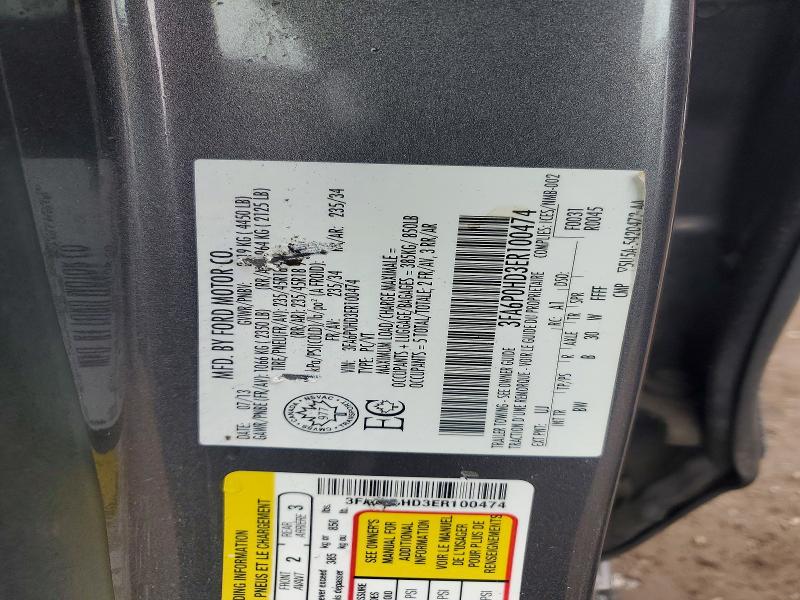 46332316 :رقم المزاد ، 3FA6P0HD3ER100474 vin ، 2014 Ford Fusion مزاد بيع