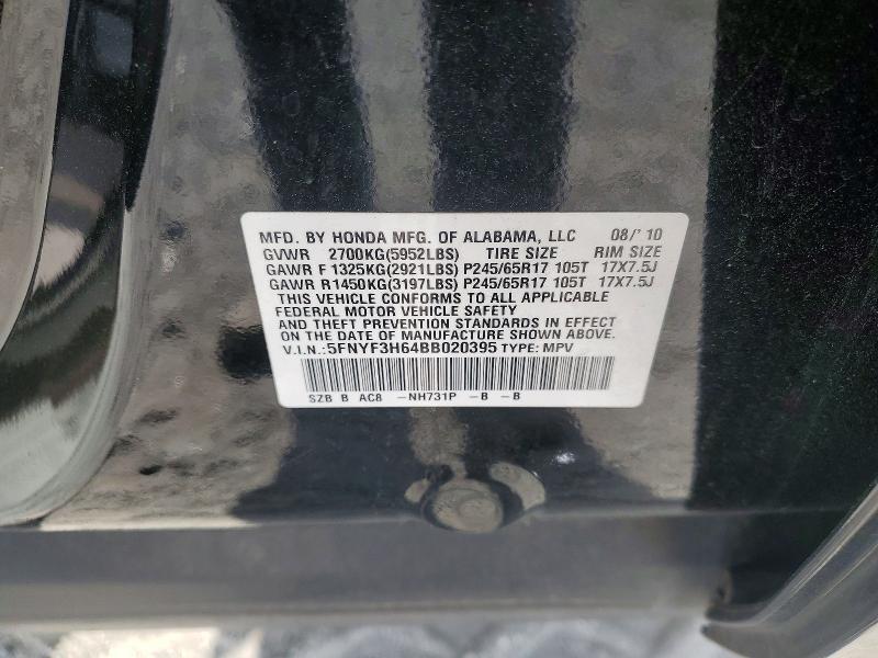 Aukcja sprzedaży 2011 Honda Pilot, vin: 5FNYF3H64BB020395, numer aukcji: 48083876
