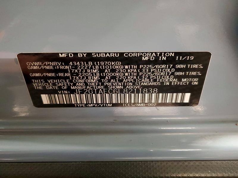 Продаж на аукціоні авто 2020 Subaru Crosstrek, vin: JF2GTAEC6L8211838, номер лоту: 46673566