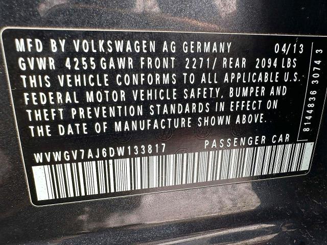 Aukcja sprzedaży 2013 Volkswagen Gti, vin: WVWGV7AJ6DW133817, numer aukcji: 48286596