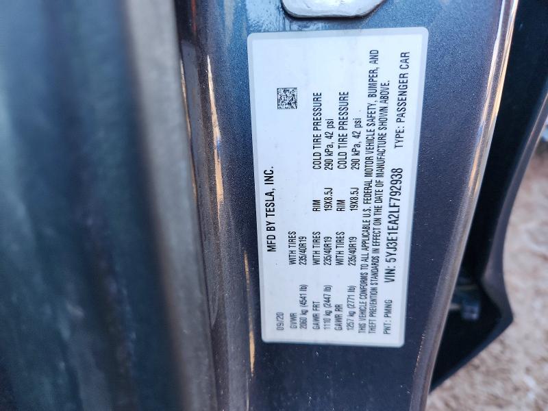 Aukcja sprzedaży 2020 Tesla Model 3, vin: 5YJ3E1EA2LF792938, numer aukcji: 46497746
