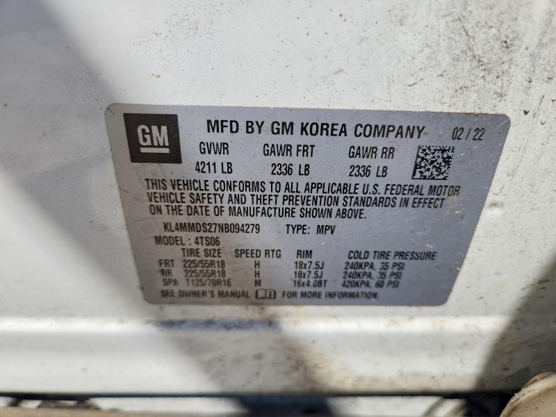 46848396 :رقم المزاد ، KL4MMDS27NB094279 vin ، 2022 Buick Encore Gx مزاد بيع