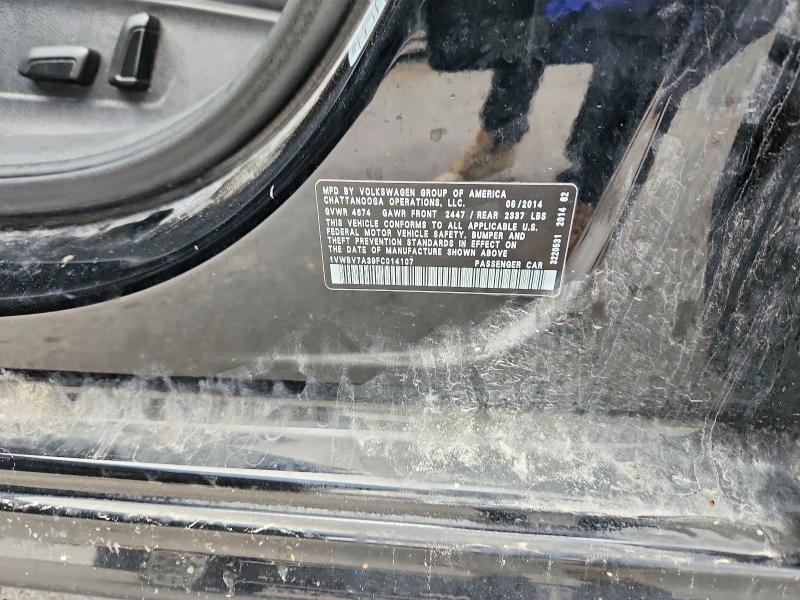 2015 Volkswagen Passat მანქანა იყიდება აუქციონზე, vin: 1VWBV7A39FC014107, აუქციონის ნომერი: 48082236