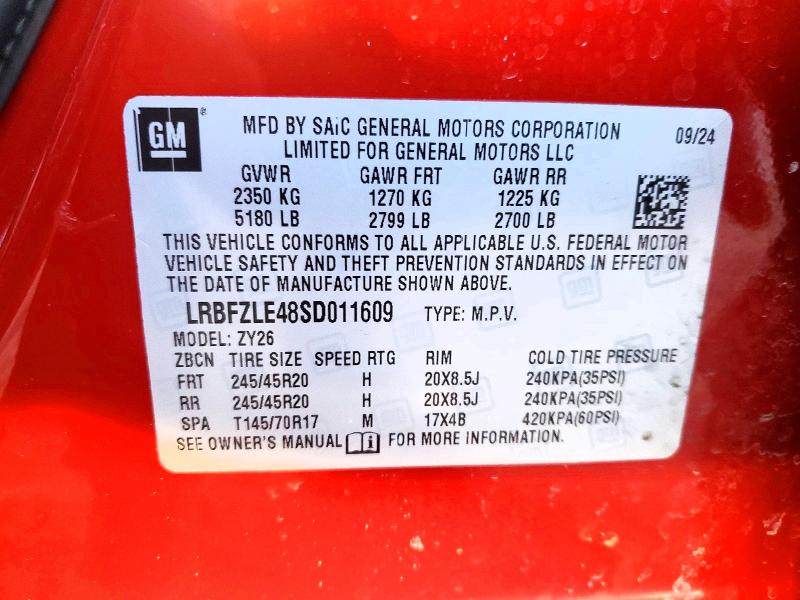 Продаж на аукціоні авто 2025 Buick Envision, vin: LRBFZLE48SD011609, номер лоту: 45780936