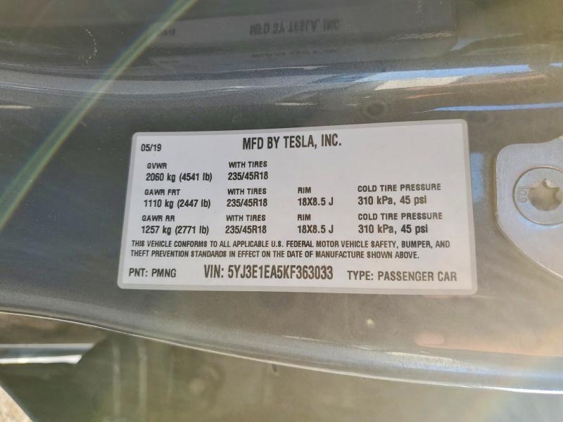 Продажа на аукционе авто 2019 Tesla Model 3, vin: 5YJ3E1EA5KF363033, номер лота: 46769186