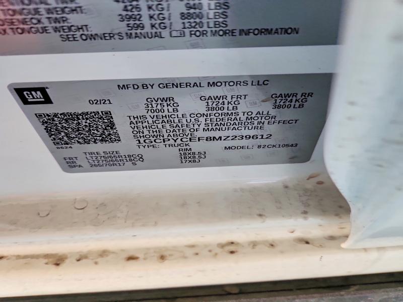 45834486 :رقم المزاد ، 1GCPYCEF8MZ239612 vin ، 2021 Chevrolet Silverado مزاد بيع