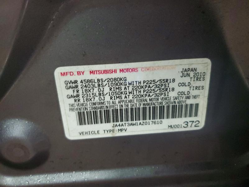 Продаж на аукціоні авто 2010 Mitsubishi Outlander, vin: JA4AT3AW1AZ017610, номер лоту: 79983515