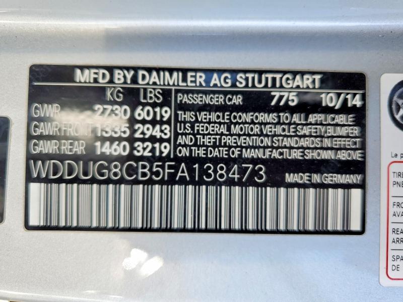 47154706 :رقم المزاد ، WDDUG8CB5FA138473 vin ، 2015 Mercedes-benz S مزاد بيع
