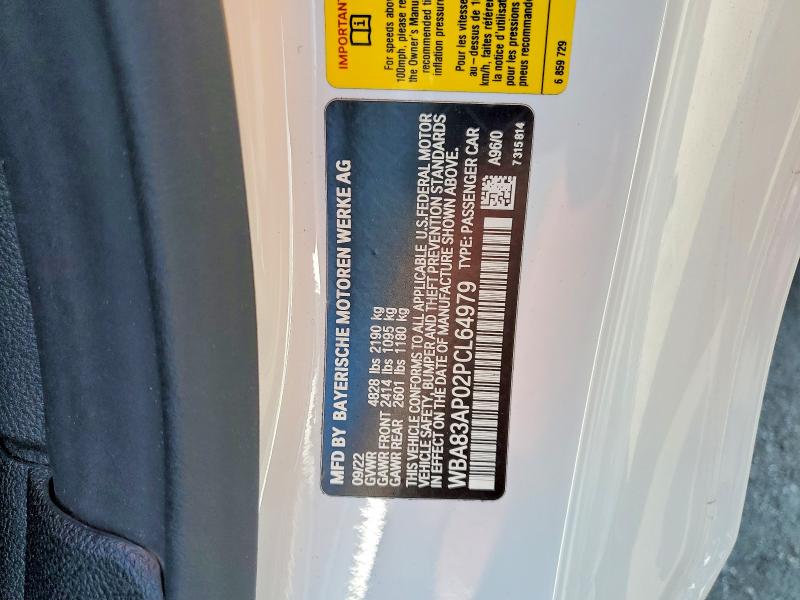 Продаж на аукціоні авто 2023 Bmw M440i, vin: WBA83AP02PCL64979, номер лоту: 47269566