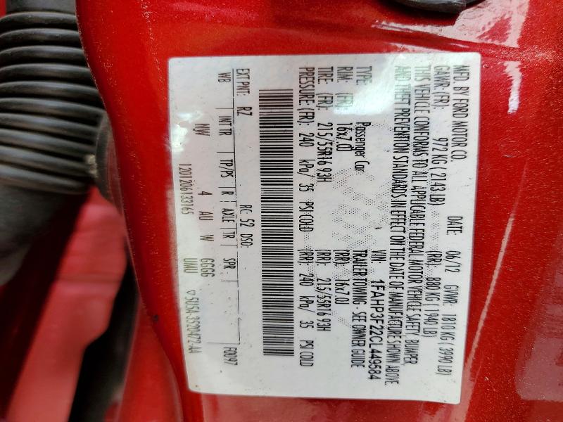 Продажа на аукционе авто 2012 Ford Focus, vin: 1FAHP3F22CL449584, номер лота: 41759176