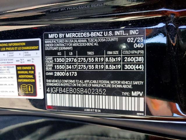 77791215 :رقم المزاد ، 4JGFB4EB0SB402352 vin ، 2025 Mercedes-benz Gle مزاد بيع