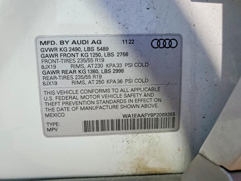 47227546 :رقم المزاد ، WA1EAAFY8P2069355 vin ، 2023 Audi Q5 مزاد بيع