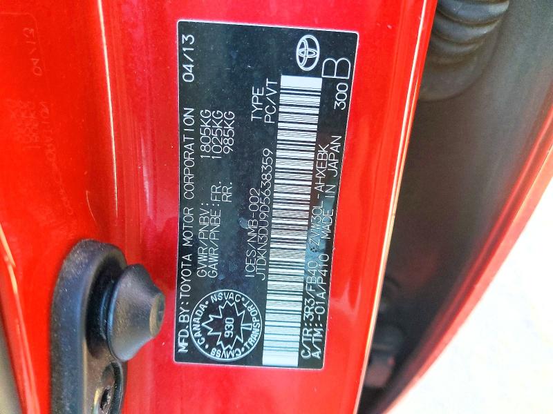 47380936 :رقم المزاد ، JTDKN3DU9D5638359 vin ، 2013 Toyota Prius مزاد بيع