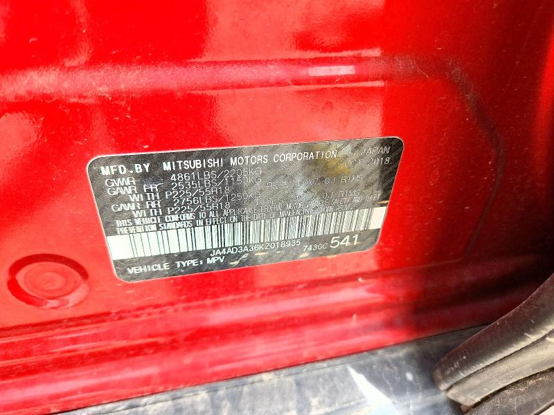 Продаж на аукціоні авто 2019 Mitsubishi Outlander, vin: JA4AD3A36KZ018935, номер лоту: 79316745