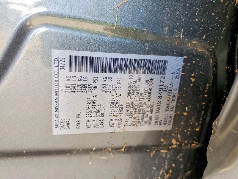 2025 Nissan Rogue მანქანა იყიდება აუქციონზე, vin: 5N1BT3AA1SC849172, აუქციონის ნომერი: 46348056