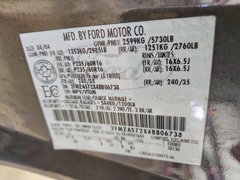Продаж на аукціоні авто 2004 Ford Freestar, vin: 2FMZA572X4BB06738, номер лоту: 41972956