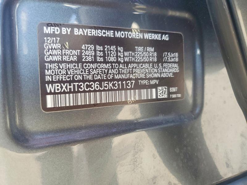2018 Bmw X1 მანქანა იყიდება აუქციონზე, vin: WBXHT3C36J5K31137, აუქციონის ნომერი: 41772716