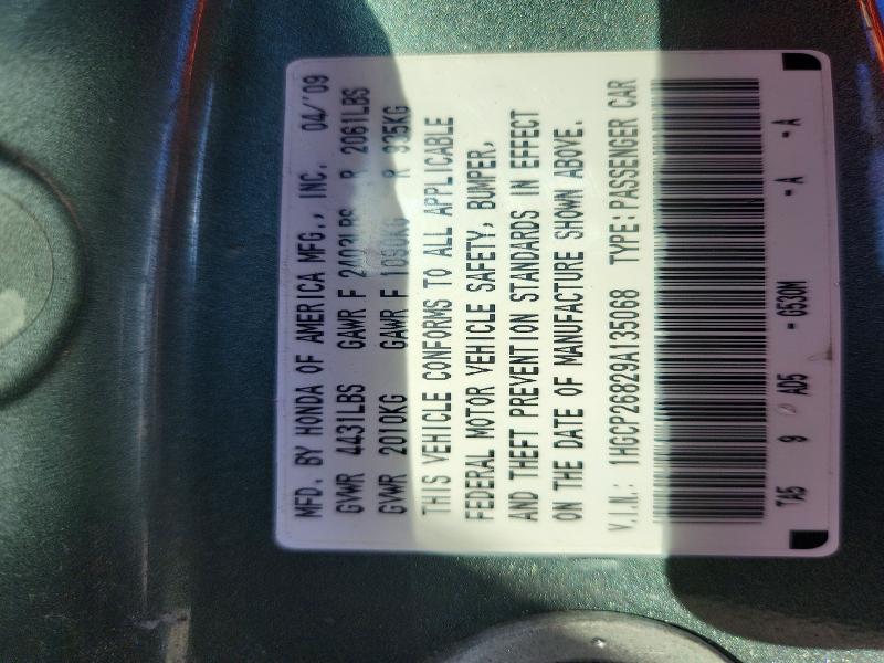 47183896 :رقم المزاد ، 1HGCP26829A135068 vin ، 2009 Honda Accord مزاد بيع