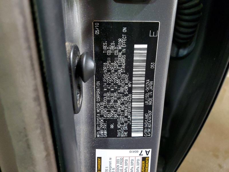 Aukcja sprzedaży 2010 Lexus Gx 460, vin: JTJJM7FXXA5014236, numer aukcji: 47751996