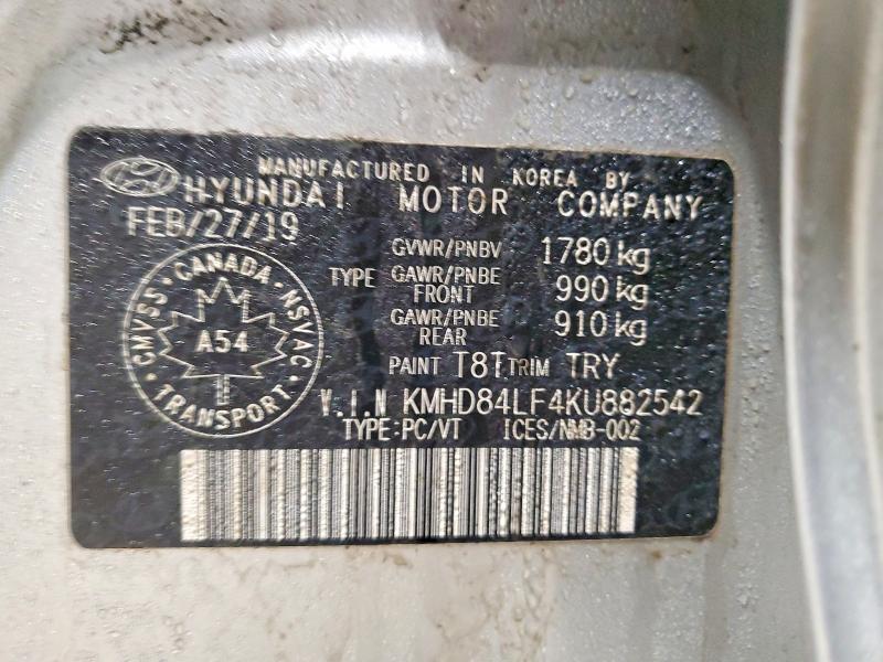 Aukcja sprzedaży 2019 Hyundai Elantra, vin: KMHD84LF4KU882542, numer aukcji: 77703005