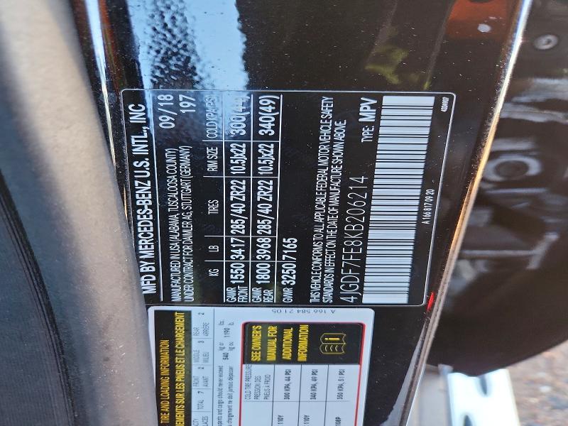 Aukcja sprzedaży 2019 Mercedes-benz Gls, vin: 4JGDF7FE8KB206214, numer aukcji: 79899165