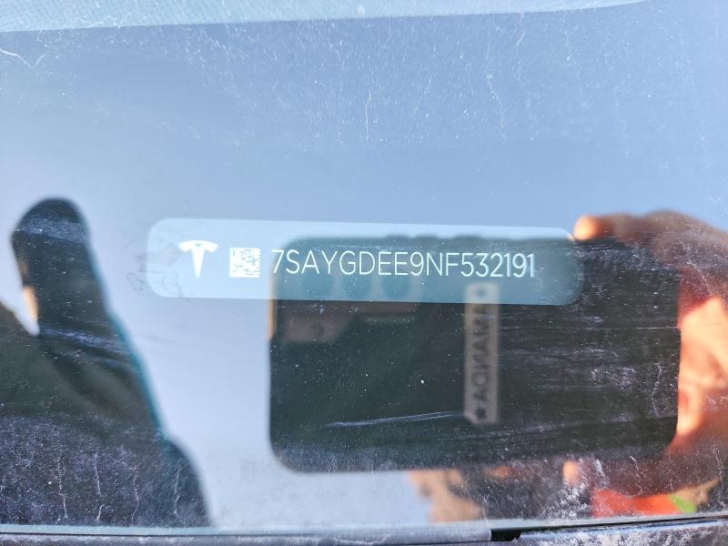 46304916 :رقم المزاد ، 7SAYGDEE9NF532191 vin ، 2022 Tesla Model Y مزاد بيع