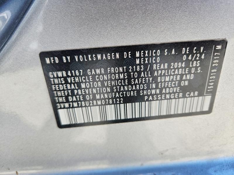 2024 Volkswagen Jetta მანქანა იყიდება აუქციონზე, vin: 3VW7M7BU2RM078122, აუქციონის ნომერი: 46480216