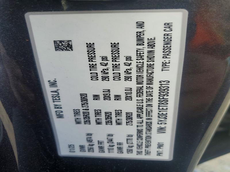 41893376 :رقم المزاد ، 5YJ3E1ET8SF939313 vin ، 2025 Tesla Model 3 مزاد بيع