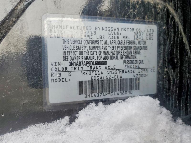 2013 Nissan Sentra მანქანა იყიდება აუქციონზე, vin: 3N1AB7AP9DL698090, აუქციონის ნომერი: 46221046