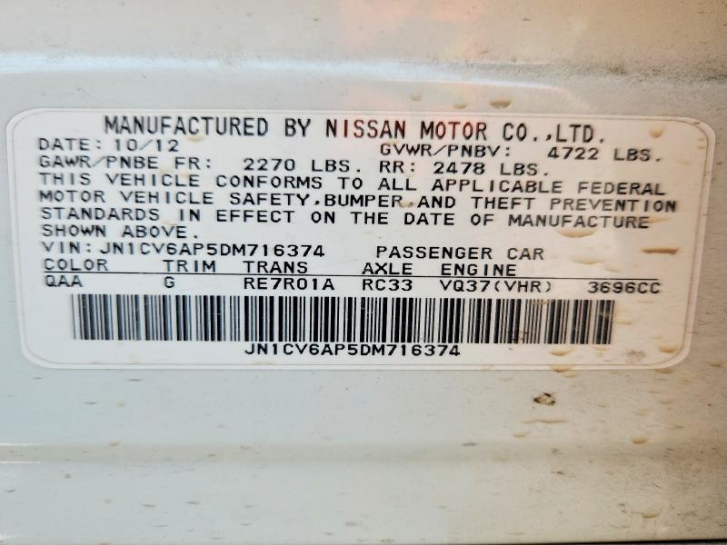 Aukcja sprzedaży 2013 Infiniti G37 Sedan, vin: JN1CV6AP5DM716374, numer aukcji: 47176206