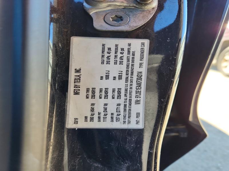 46344096 :رقم المزاد ، 5YJ3E1EA4KF304314 vin ، 2019 Tesla Model 3 مزاد بيع