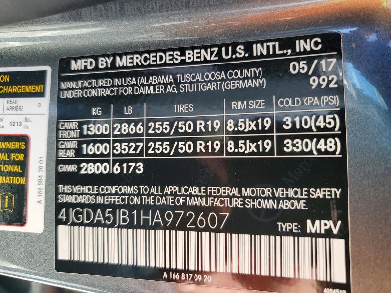 Продаж на аукціоні авто 2017 Mercedes-benz Gle, vin: 4JGDA5JB1HA972607, номер лоту: 79848415
