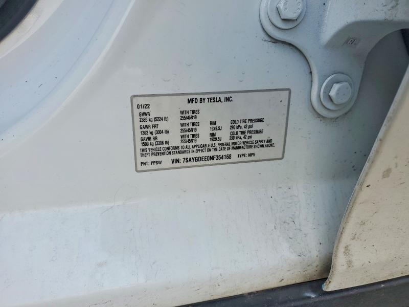 Продажа на аукционе авто 2022 Tesla Model Y, vin: 7SAYGDEE0NF354168, номер лота: 45870106