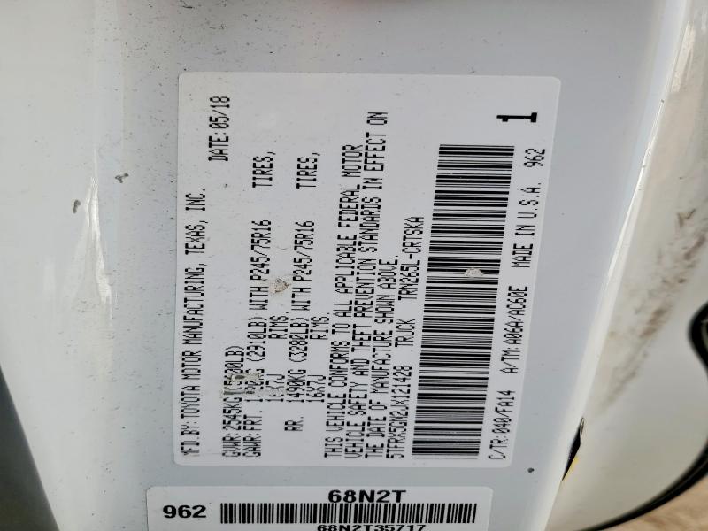 48051626 :رقم المزاد ، 5TFRX5GN2JX121428 vin ، 2018 Toyota Tacoma مزاد بيع