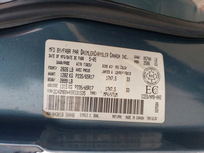 2005 Chrysler Pacifica მანქანა იყიდება აუქციონზე, vin: 2C4GM68445R531535, აუქციონის ნომერი: 77510195
