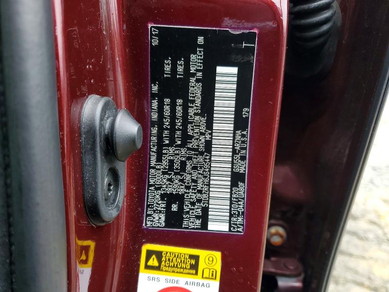 41696866 :رقم المزاد ، 5TDBZRFH6JS495447 vin ، 2018 Toyota Highlander مزاد بيع