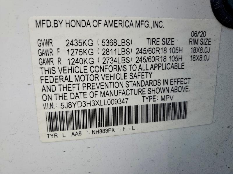 Aukcja sprzedaży 2020 Acura Mdx, vin: 5J8YD3H3XLL009347, numer aukcji: 41795786