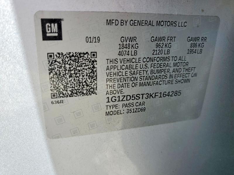 Aukcja sprzedaży 2019 Chevrolet Malibu, vin: 1G1ZD5ST3KF164285, numer aukcji: 47958126
