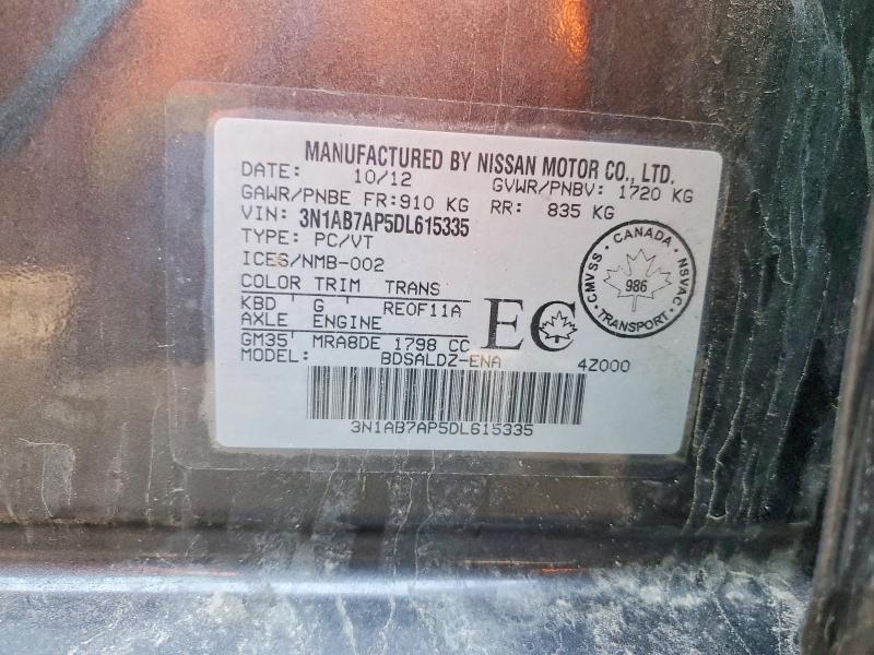 Aukcja sprzedaży 2013 Nissan Sentra, vin: 3N1AB7AP5DL615335, numer aukcji: 46861166