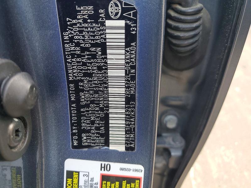 Продаж на аукціоні авто 2018 Toyota Corolla, vin: 2T1BURHEXJC031751, номер лоту: 47776706