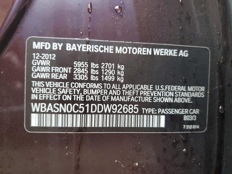 45662036 :رقم المزاد ، WBASN0C51DDW92685 vin ، 2013 Bmw 550 مزاد بيع