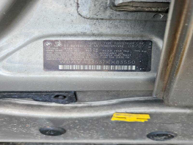 41951516 :رقم المزاد ، WBAVA33537KX83550 vin ، 2007 Bmw 328 مزاد بيع