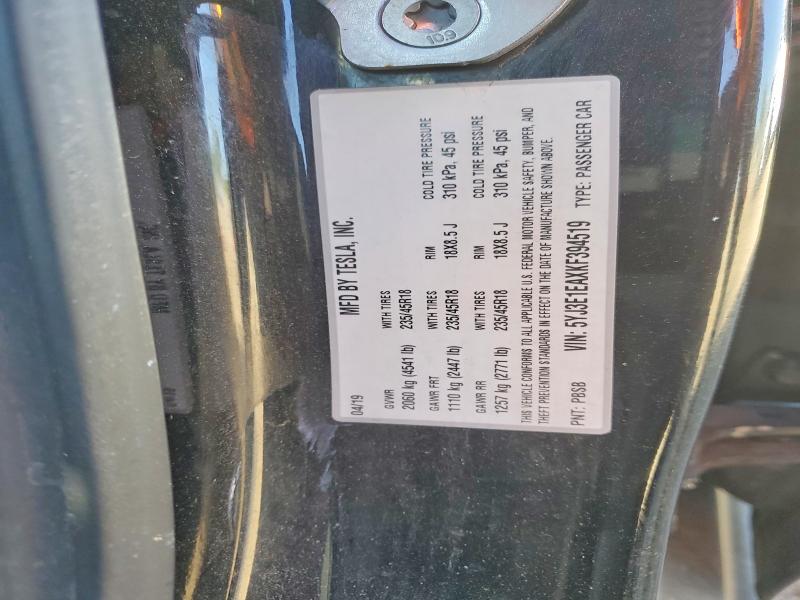 46472266 :رقم المزاد ، 5YJ3E1EAXKF394519 vin ، 2019 Tesla Model 3 مزاد بيع