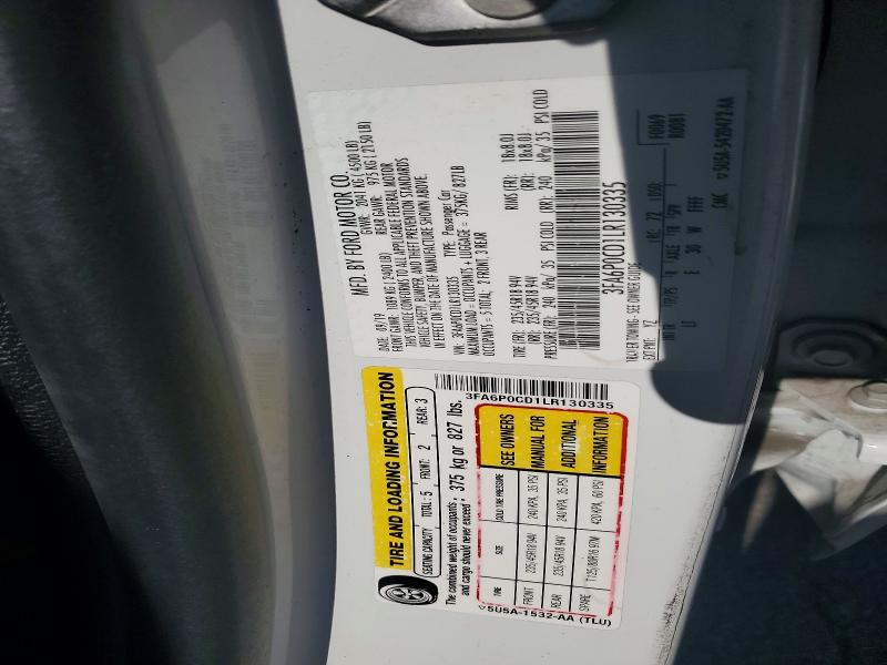 Aukcja sprzedaży 2020 Ford Fusion, vin: 3FA6P0CD1LR130335, numer aukcji: 45853136