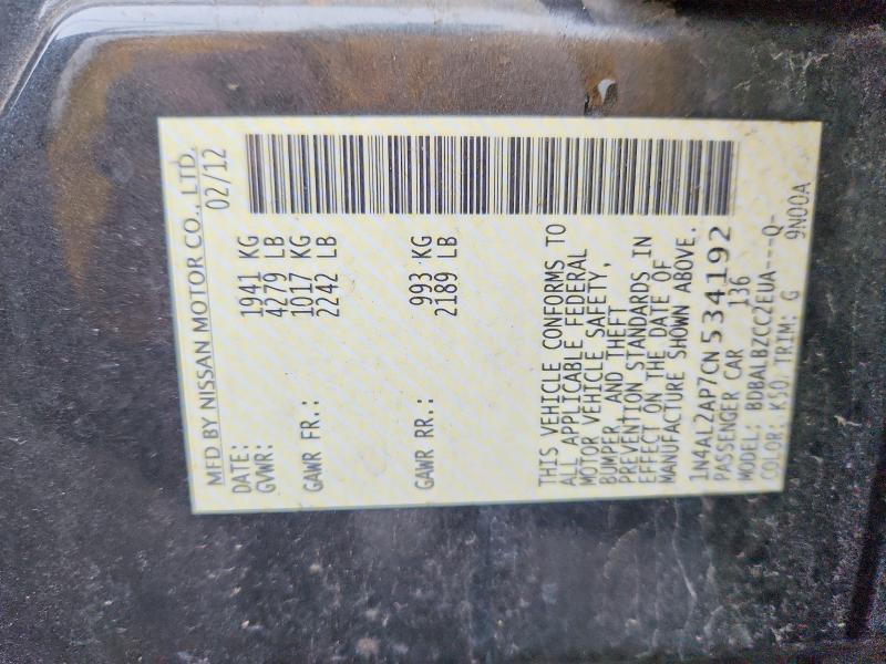 Aukcja sprzedaży 2012 Nissan Altima, vin: 1N4AL2AP7CN534192, numer aukcji: 46645346
