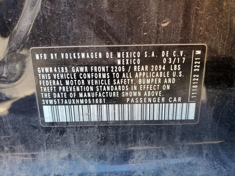 Aukcja sprzedaży 2017 Volkswagen Gti, vin: 3VW5T7AUXHM051681, numer aukcji: 48163436