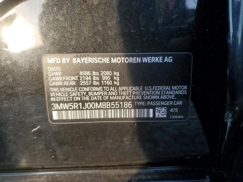 Продаж на аукціоні авто 2021 Bmw 330i, vin: 3MW5R1J00M8B55186, номер лоту: 46720726