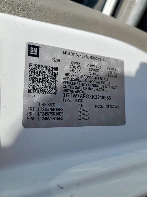 47407806 :رقم المزاد ، 1GTW7AFGXK1249256 vin ، 2019 Gmc Savana مزاد بيع