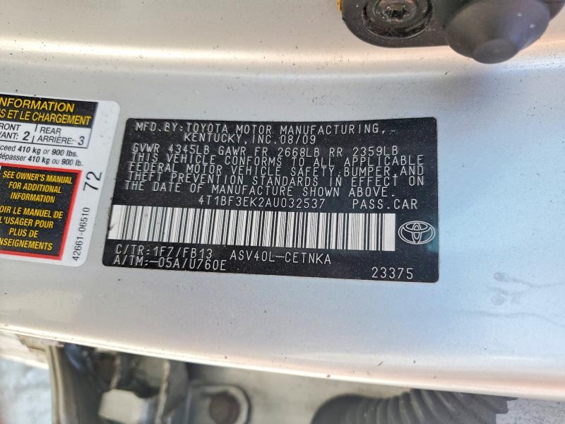 2010 Toyota Camry მანქანა იყიდება აუქციონზე, vin: 4T1BF3EK2AU032537, აუქციონის ნომერი: 46523036