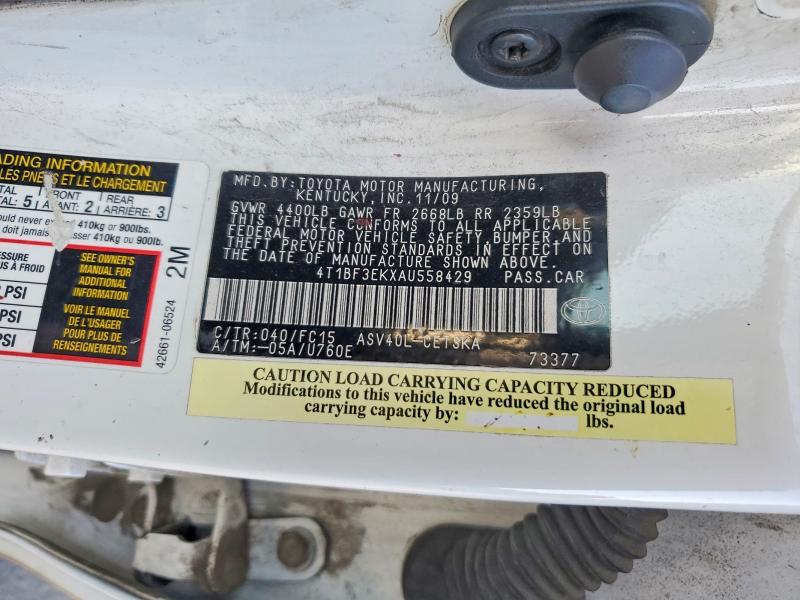 Продаж на аукціоні авто 2010 Toyota Camry, vin: 4T1BF3EKXAU558429, номер лоту: 46202916